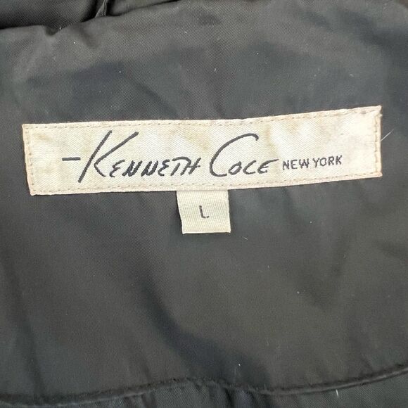 Kenneth Cole New York Black Down Insulated Full Zip Hooded Fur Puffer Coat Large - Picture 15 of 16